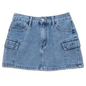 Shein Denim Mini Skirt Womens S Blue Medium Wash Western Country Concert Y2K